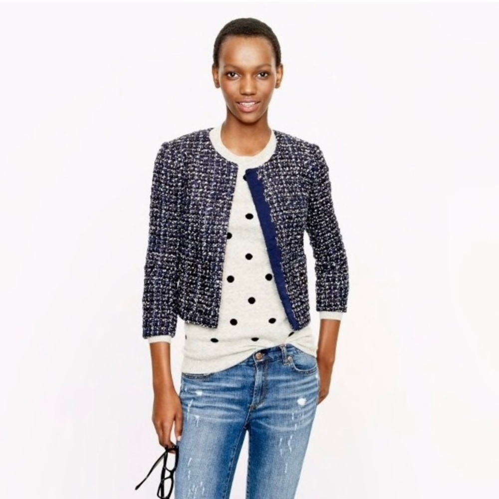 J.Crew Navy, Silver, Black & White Tweed Jacket